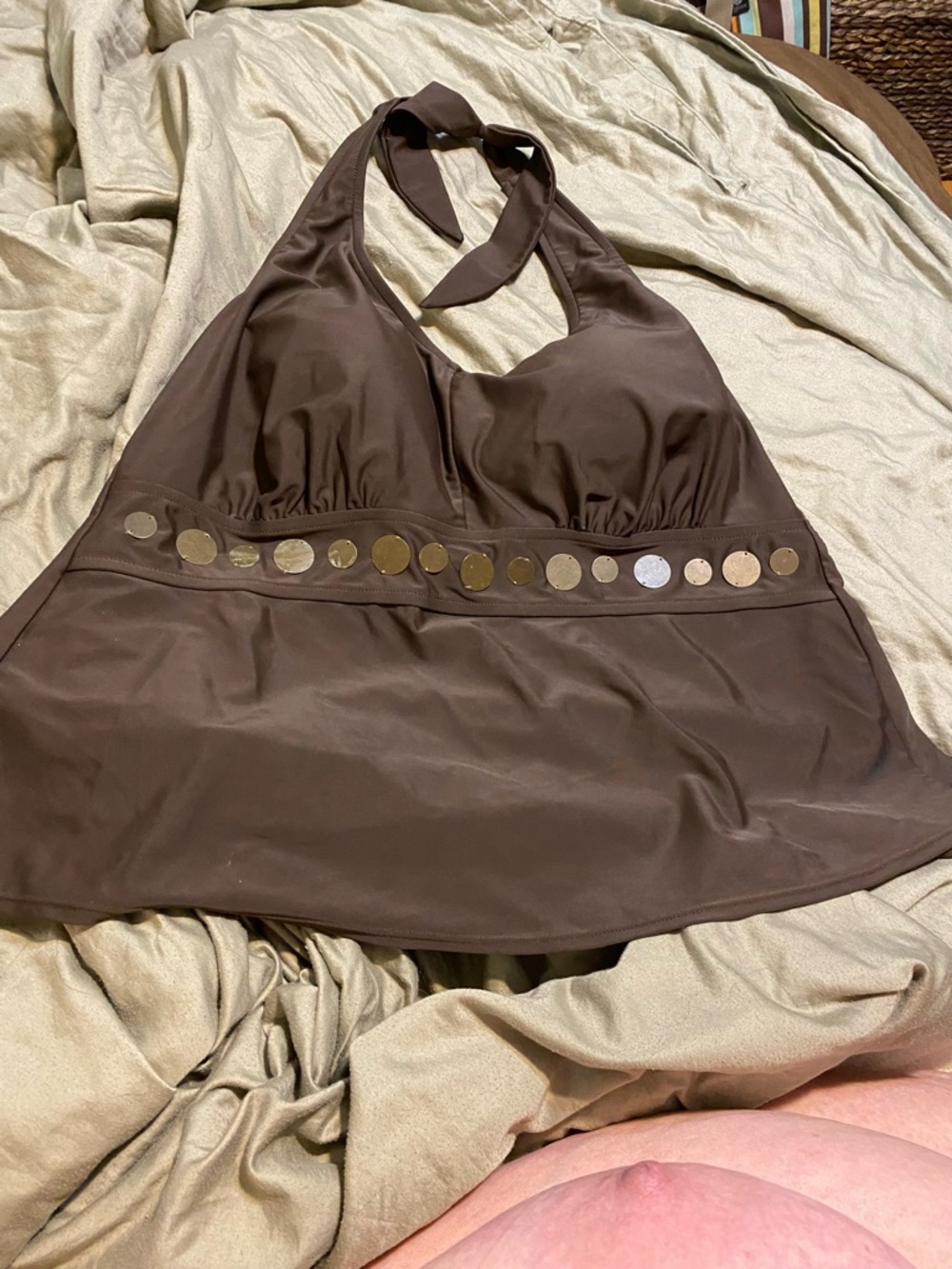 Merona lined halter Swim Top 22W with 20W/22W swim bottom and 18W swim shorts.
